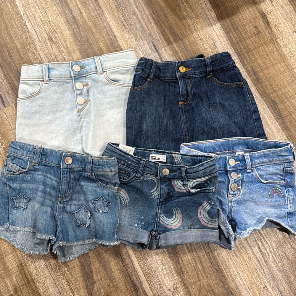 Old Navy & Epic Threads Stylish Kids Denim Shorts & Skirt Set Size 3T
